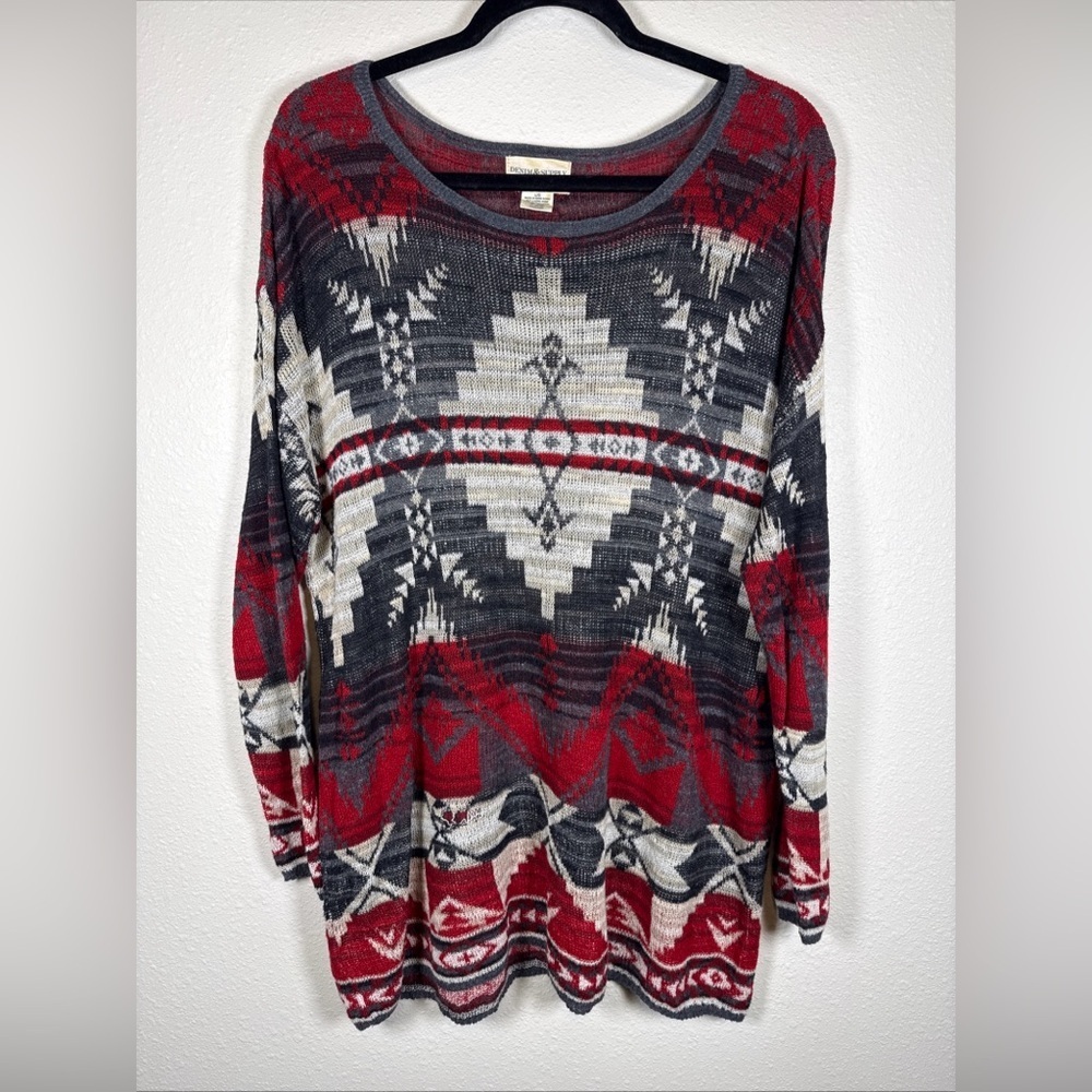 Ralph Lauren Denim Supply Aztec Southwestern Knit Sweater Womens L Western